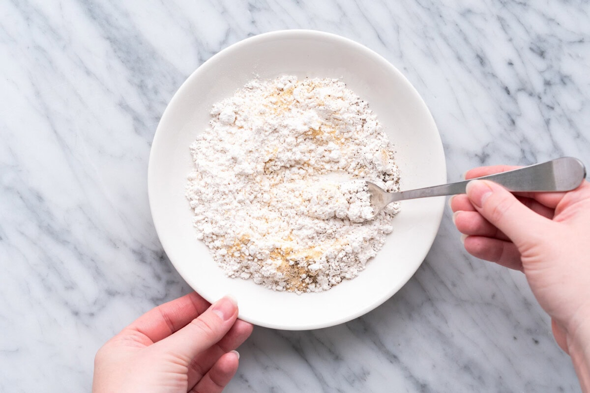 flour and seasonings mixed in a bowl