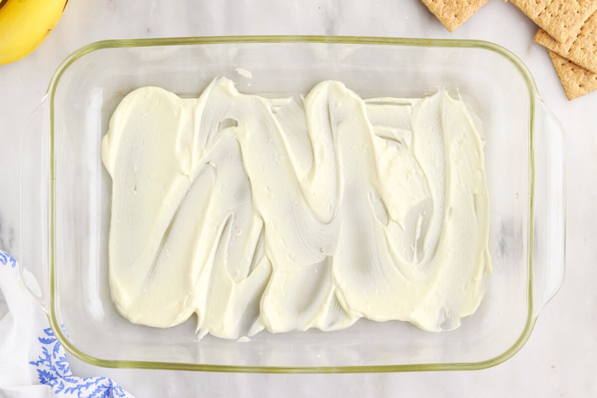 layer of pudding mixture on bottom of a casserole dish