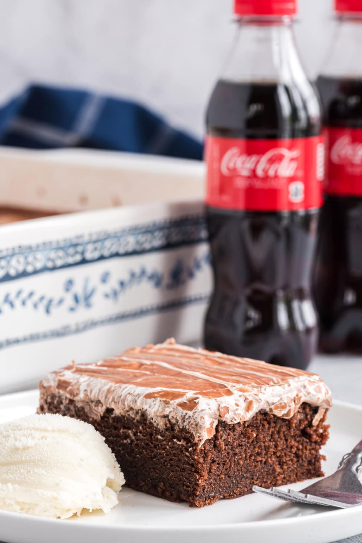 Cracker Barrel Coca Cola Cake with ice cream