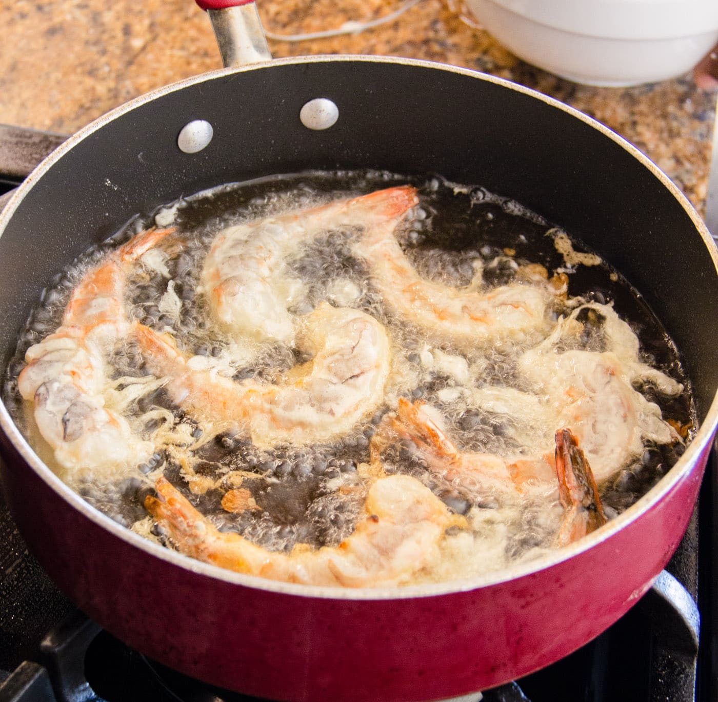 crispy shrimp in a skillet