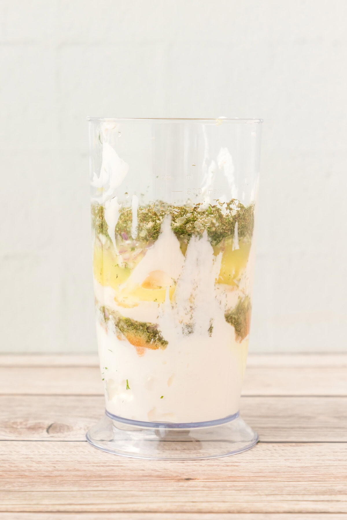 dill dip ingredients in a blender