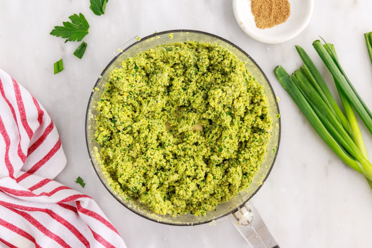 falafel mixture in a food processor