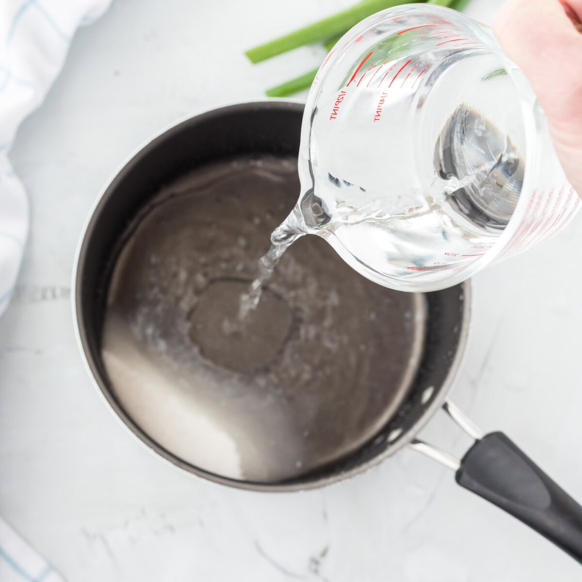 sugar and water in a saucepan