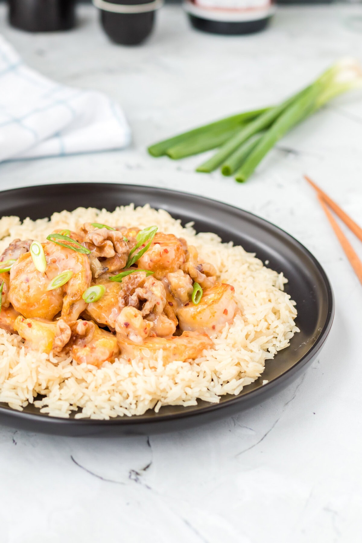 Honey Walnut Shrimp with rice