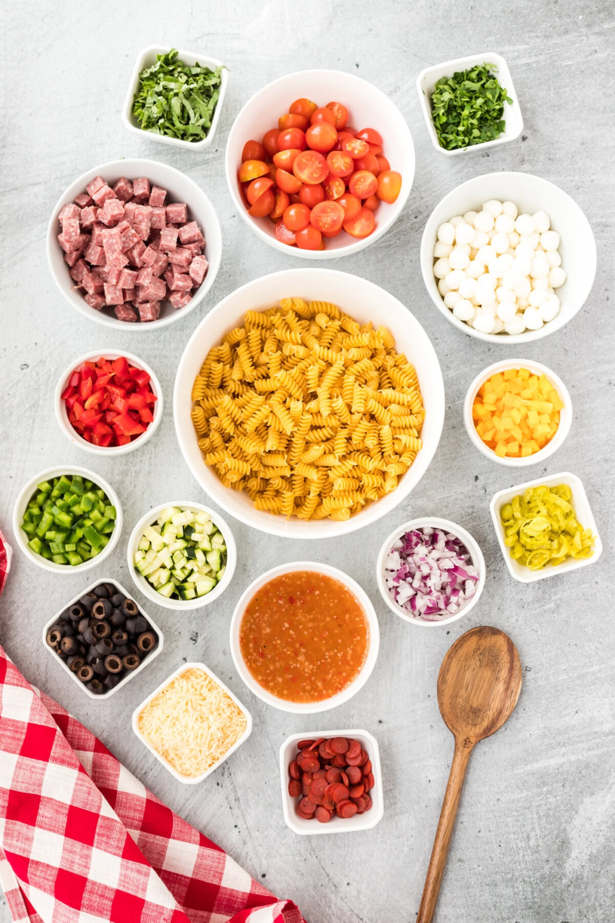 Italian Pasta Salad ingredients