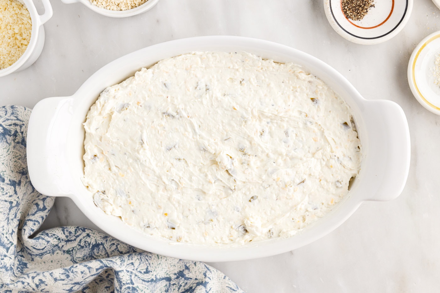 cream cheese jalapeno dip in a baking dish