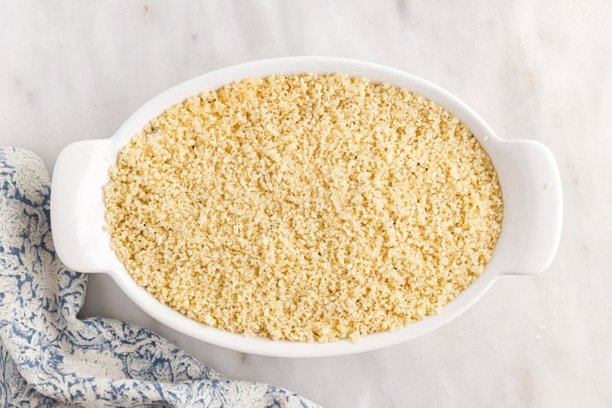 breadcrumbs over jalapeno popper dip