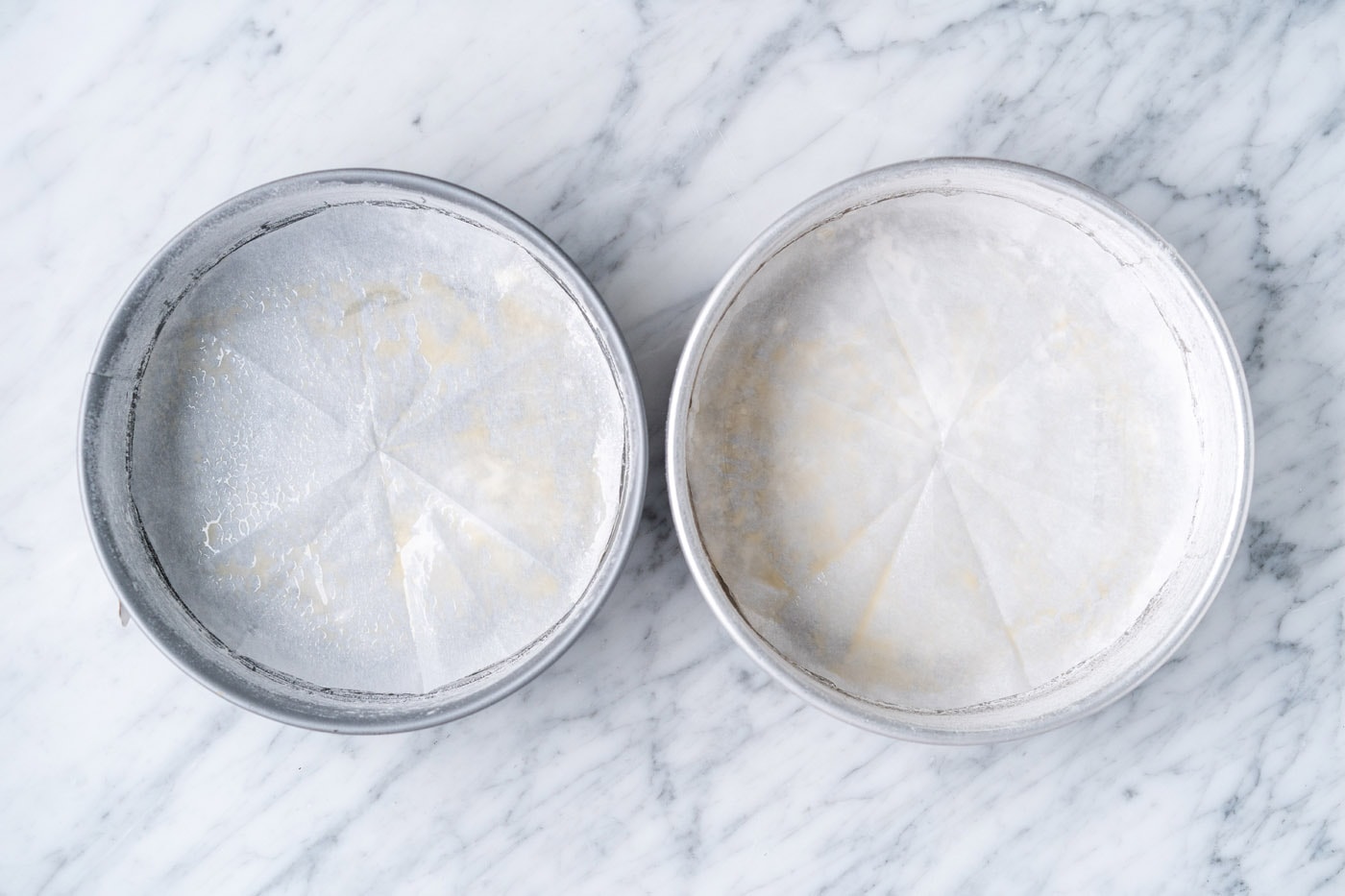 cake pans with parchment paper