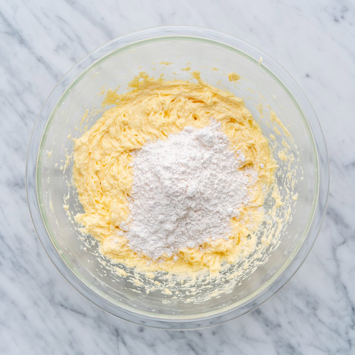 dry ingredients over wet ingredients in cake batter