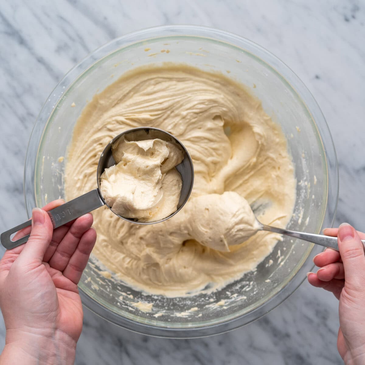 cup of yellow cake batter