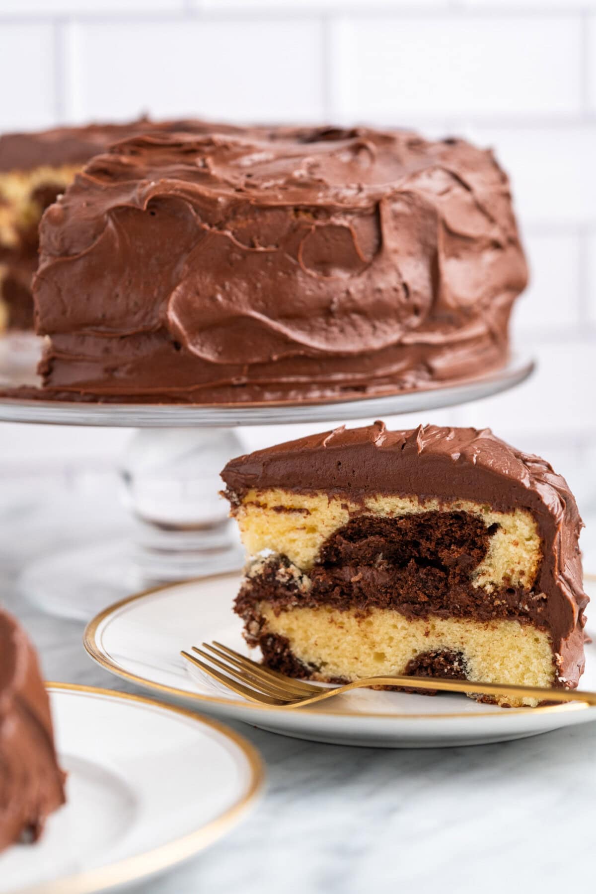 slice of Marble Cake on plate