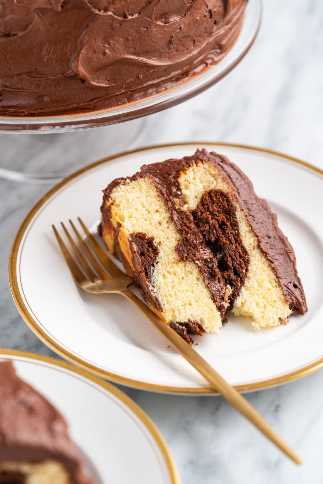 Marble Cake on plate with fork