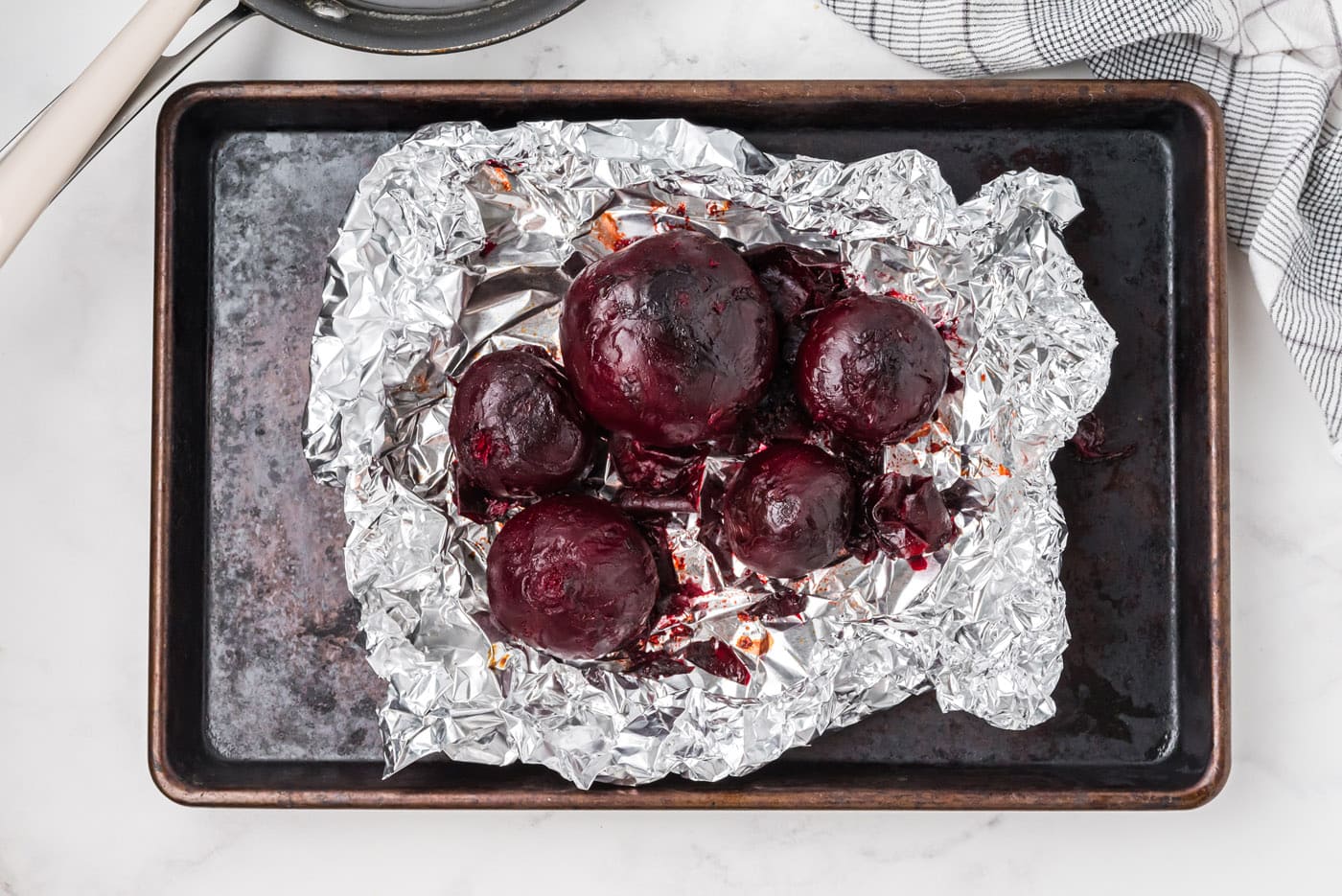 roasted beets in a foil packet