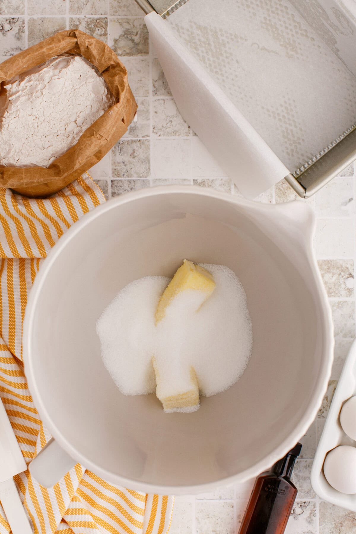 butter and sugar in a bowl