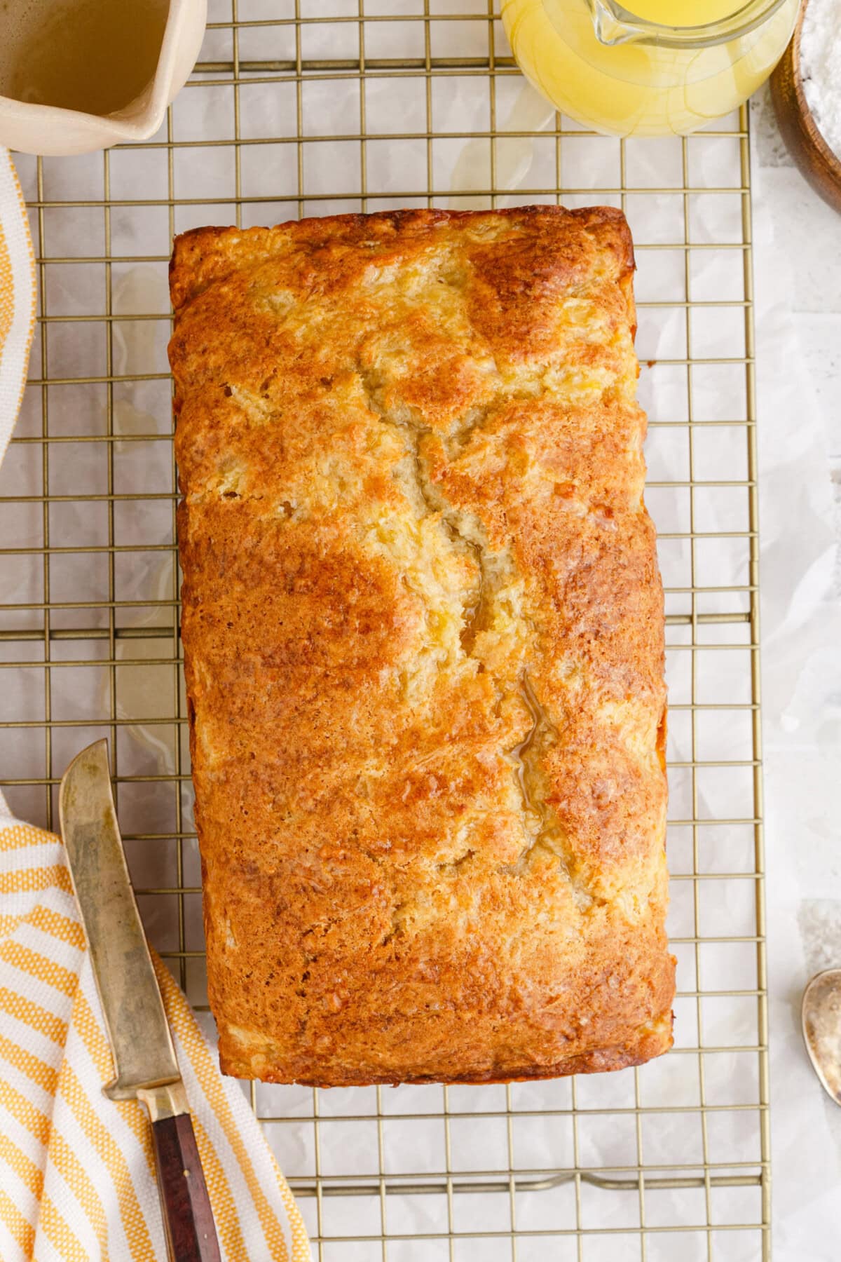 overhead of Pineapple Quick Bread