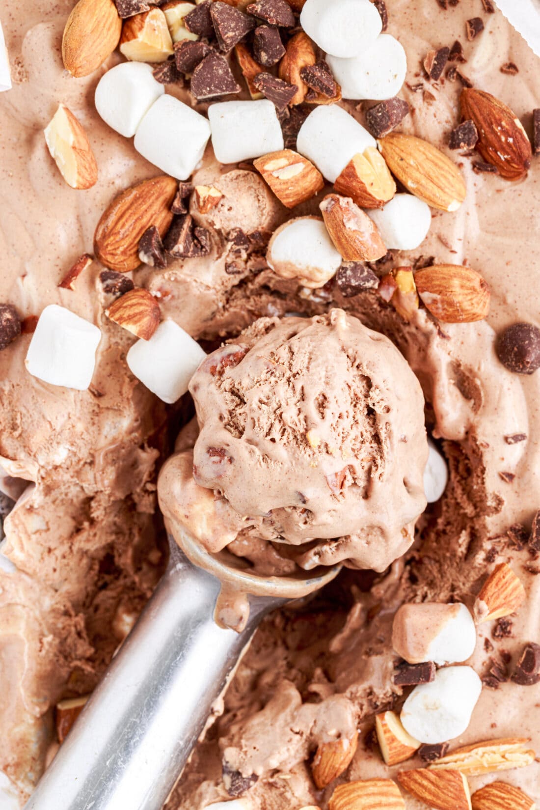 scooping out some Rocky Road Ice Cream