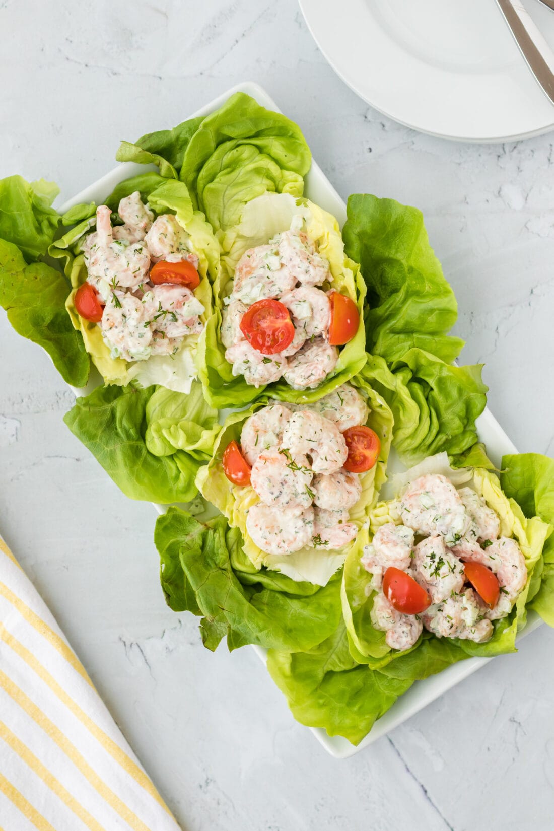 Shrimp Salad on lettuce leaves