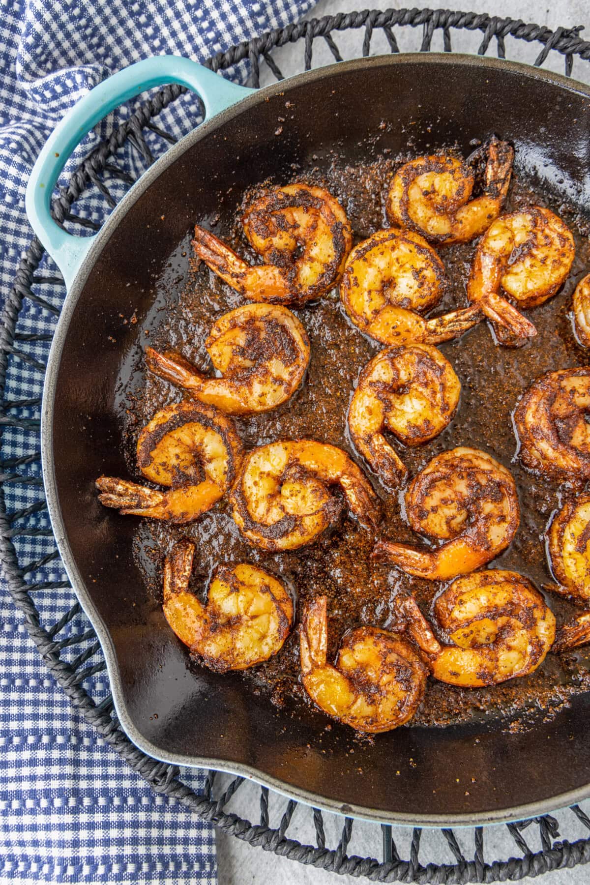 Blackened Shrimp in skillet