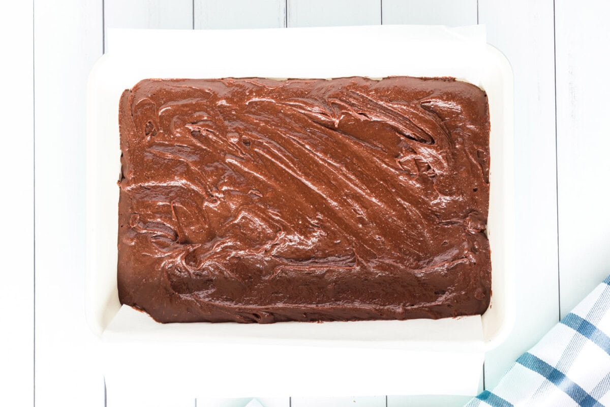 brownie batter in a baking dish