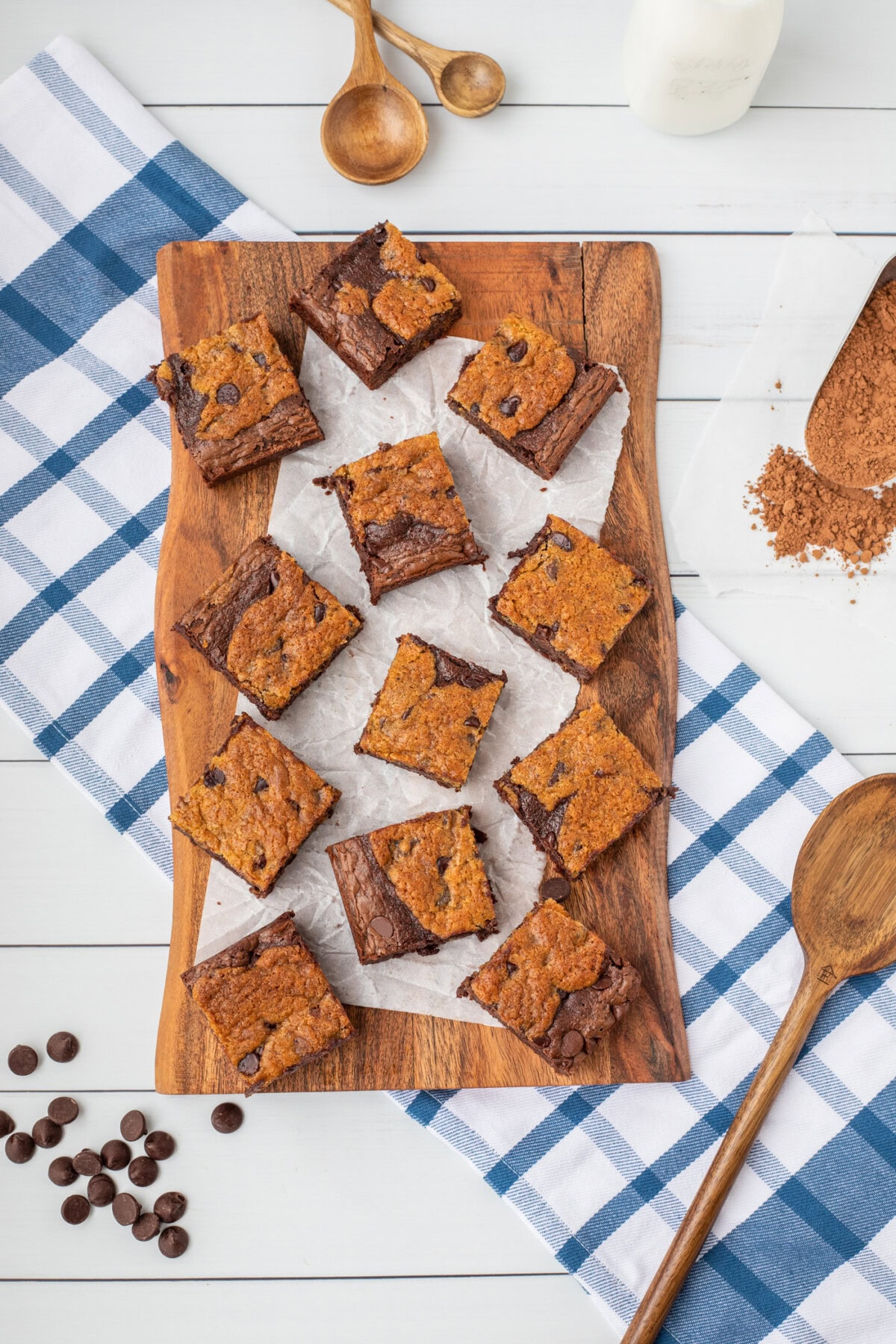 cutting board of Brookies bars