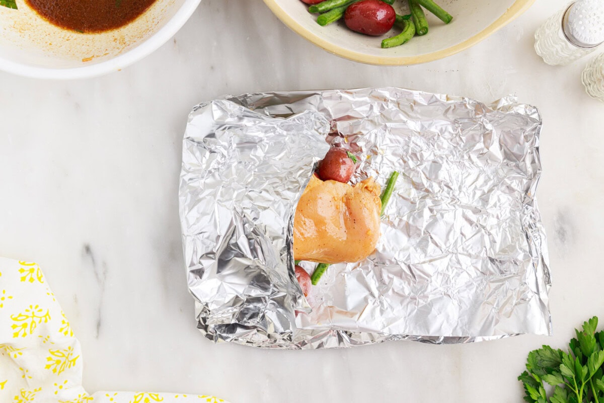 folded chicken foil packet