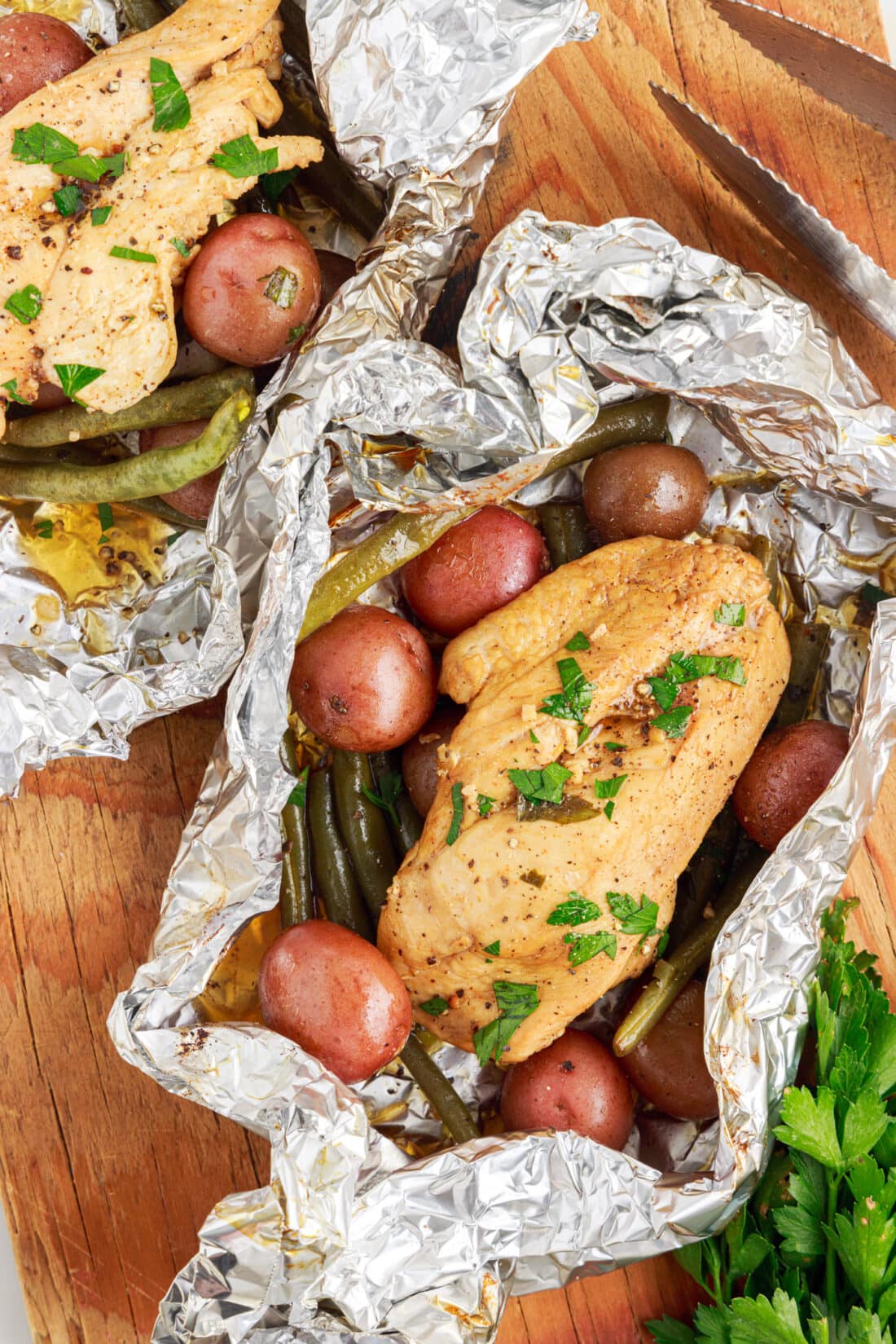 potatoes and chicken Campfire Foil Packets