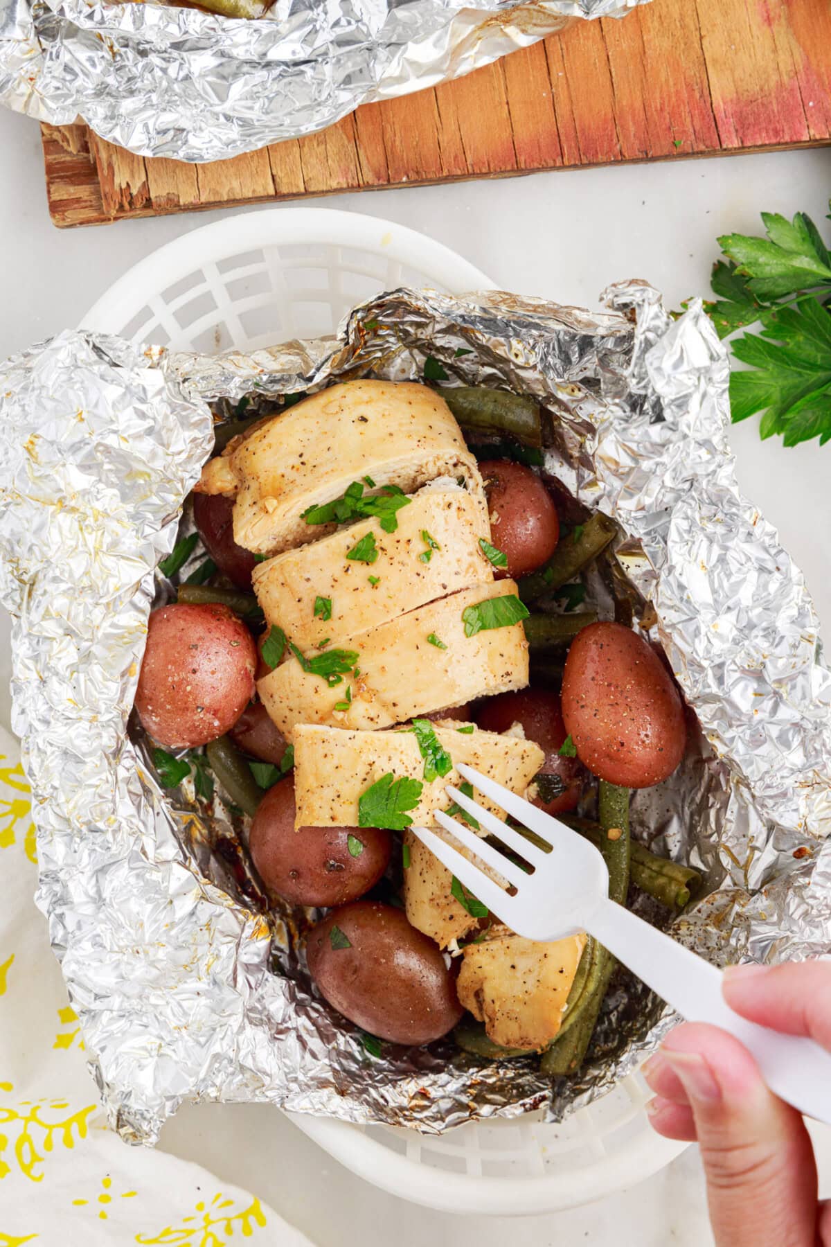 Campfire Foil Packet in a basket