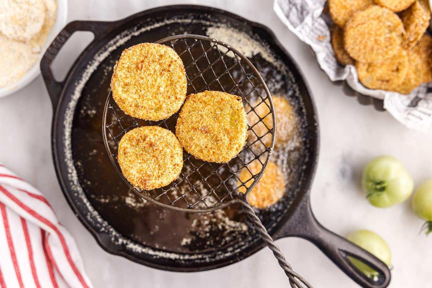 fried green tomatoes over hot oil