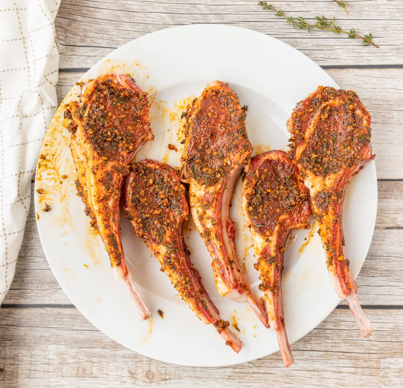 lamb loin chops rubbed with spices