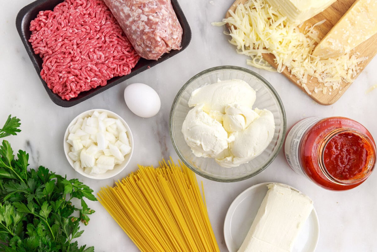 ingredients for Million Dollar Spaghetti
