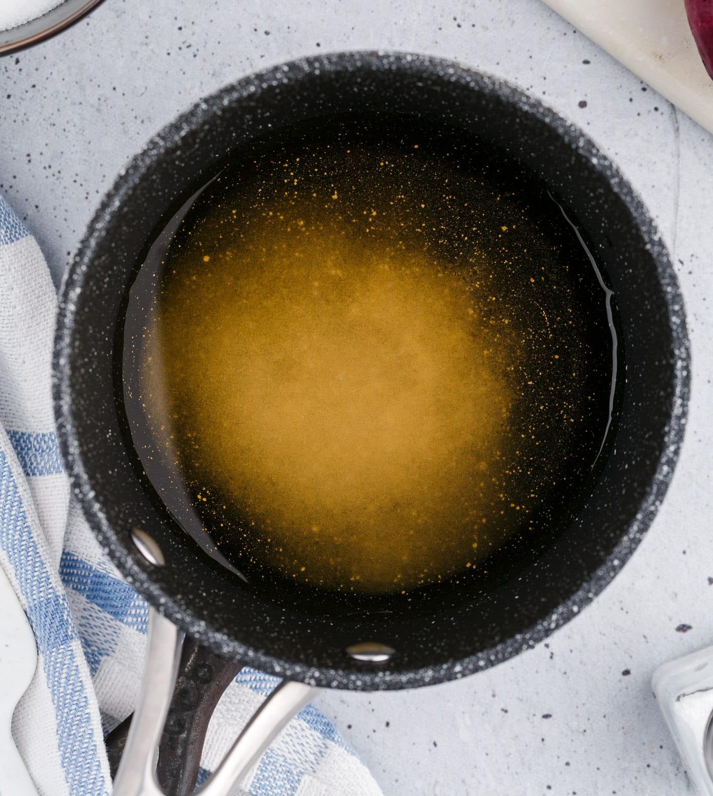 Vinegar mixture in a saucepan