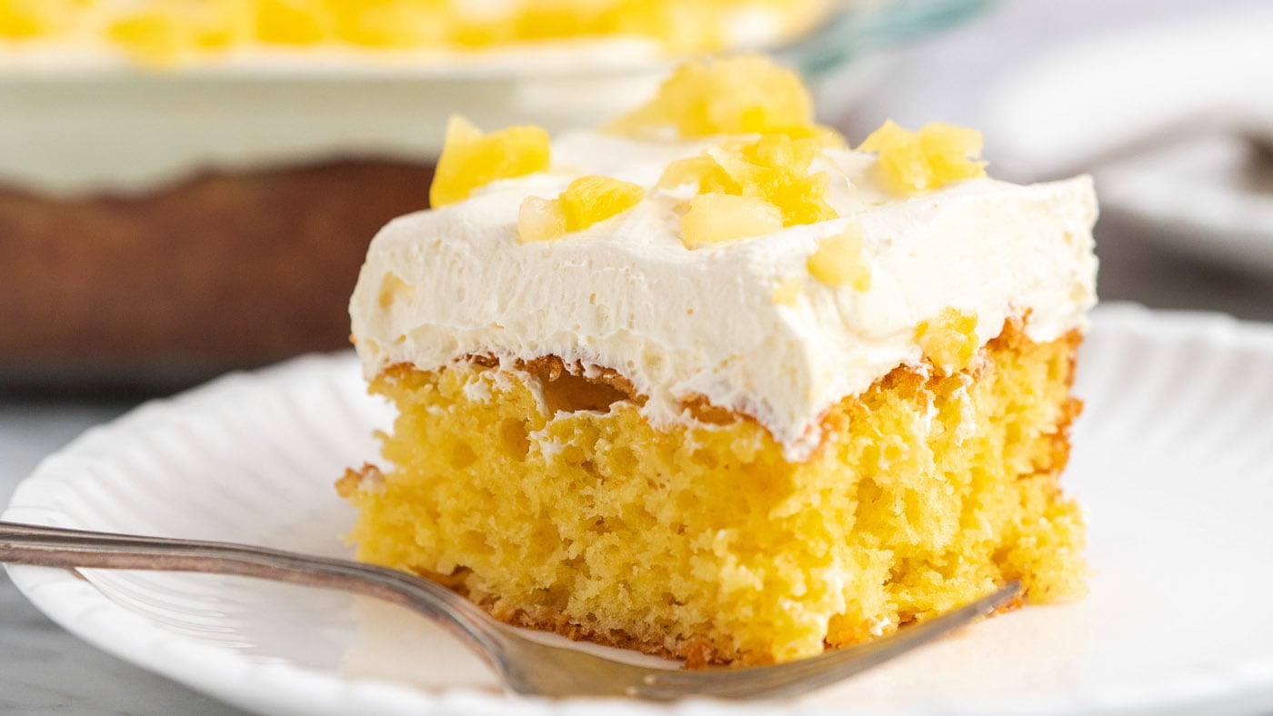 This pineapple sunshine cake couldn't be easier to make. It's essentially just a yellow cake mix tha