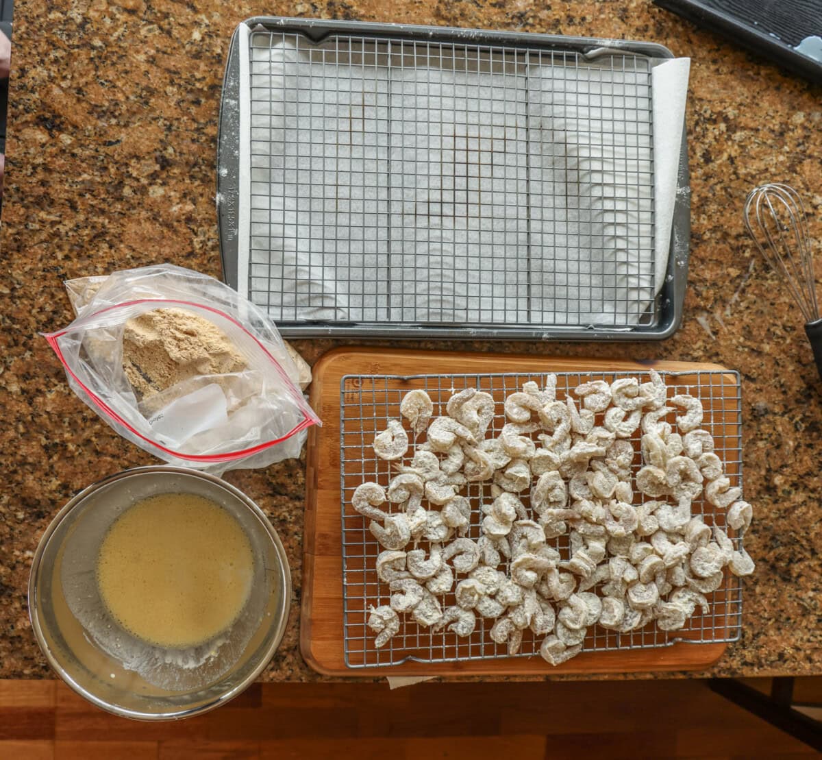 dredging station for popcorn shrimp