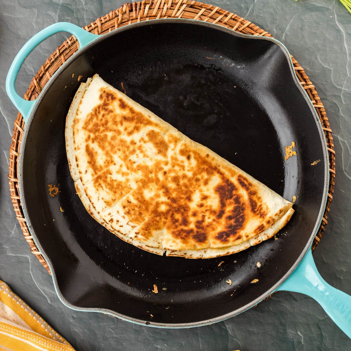 cooked cheese quesadilla