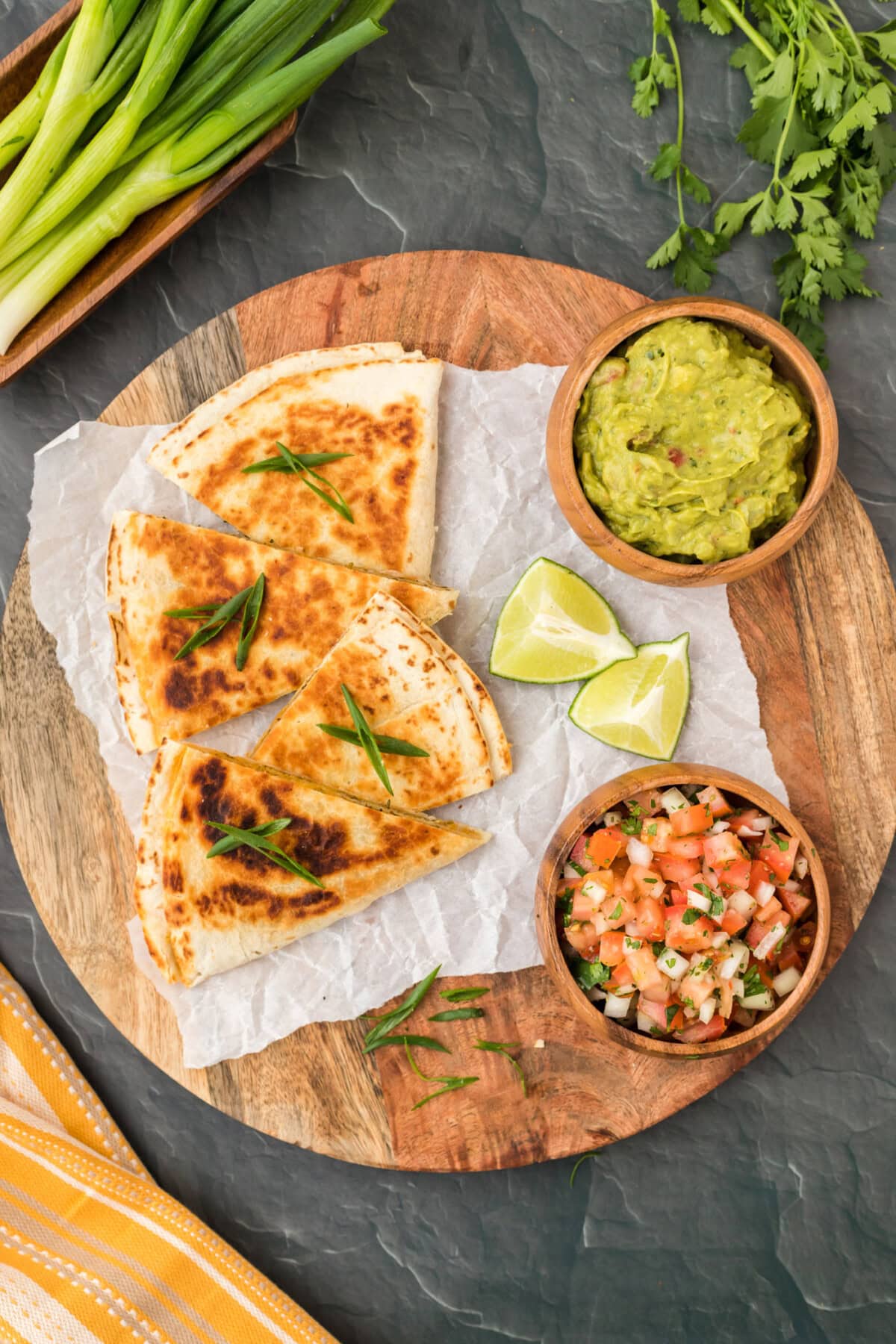 Quesadillas cut into triangles