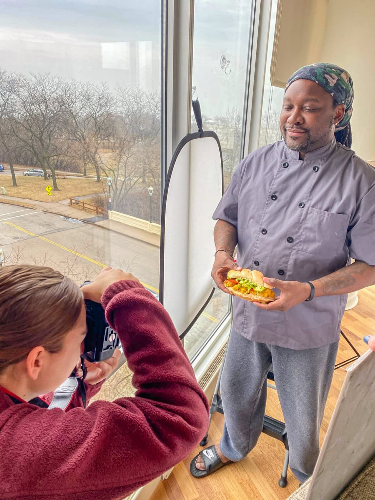 Chef Antoine with shrimp po boy