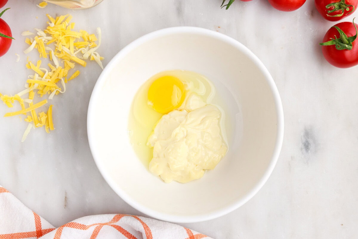 mayo and egg in a bowl