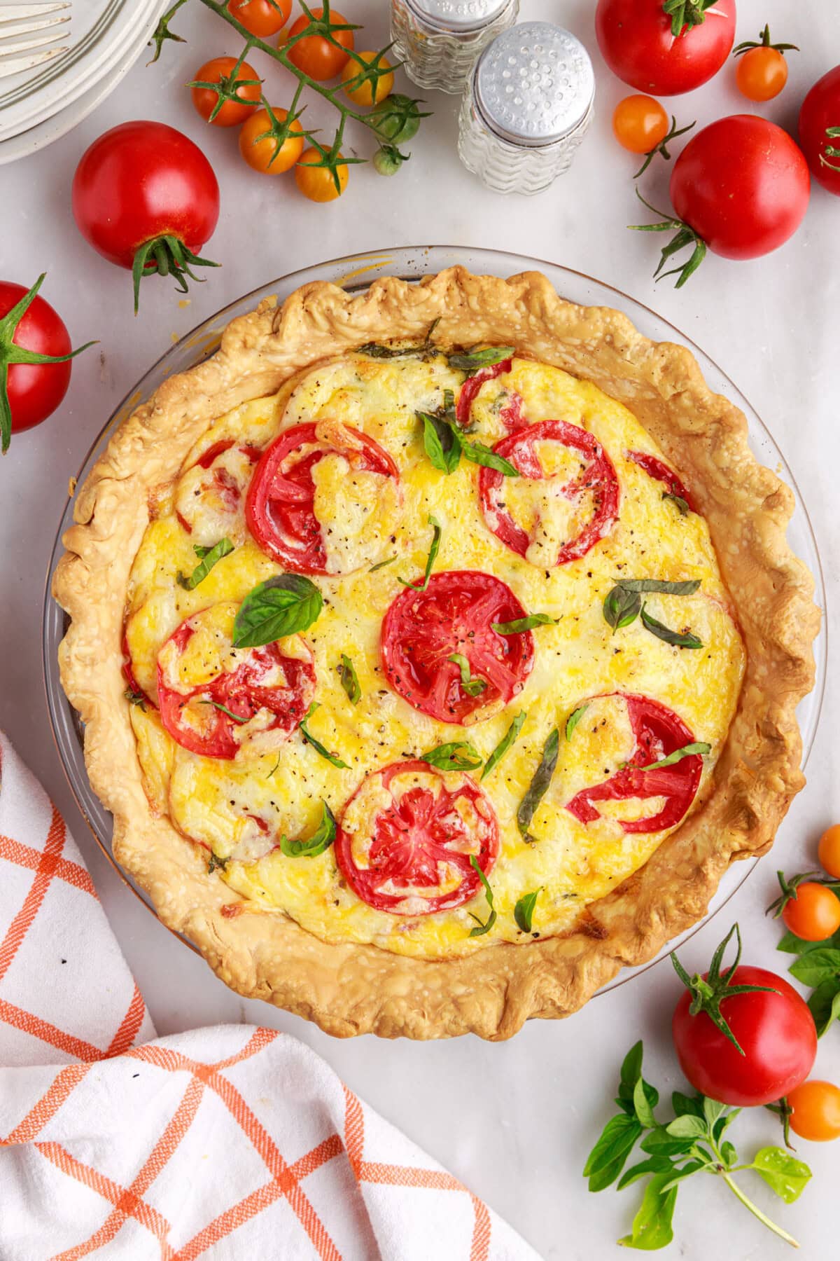overhead photo of Tomato Pie