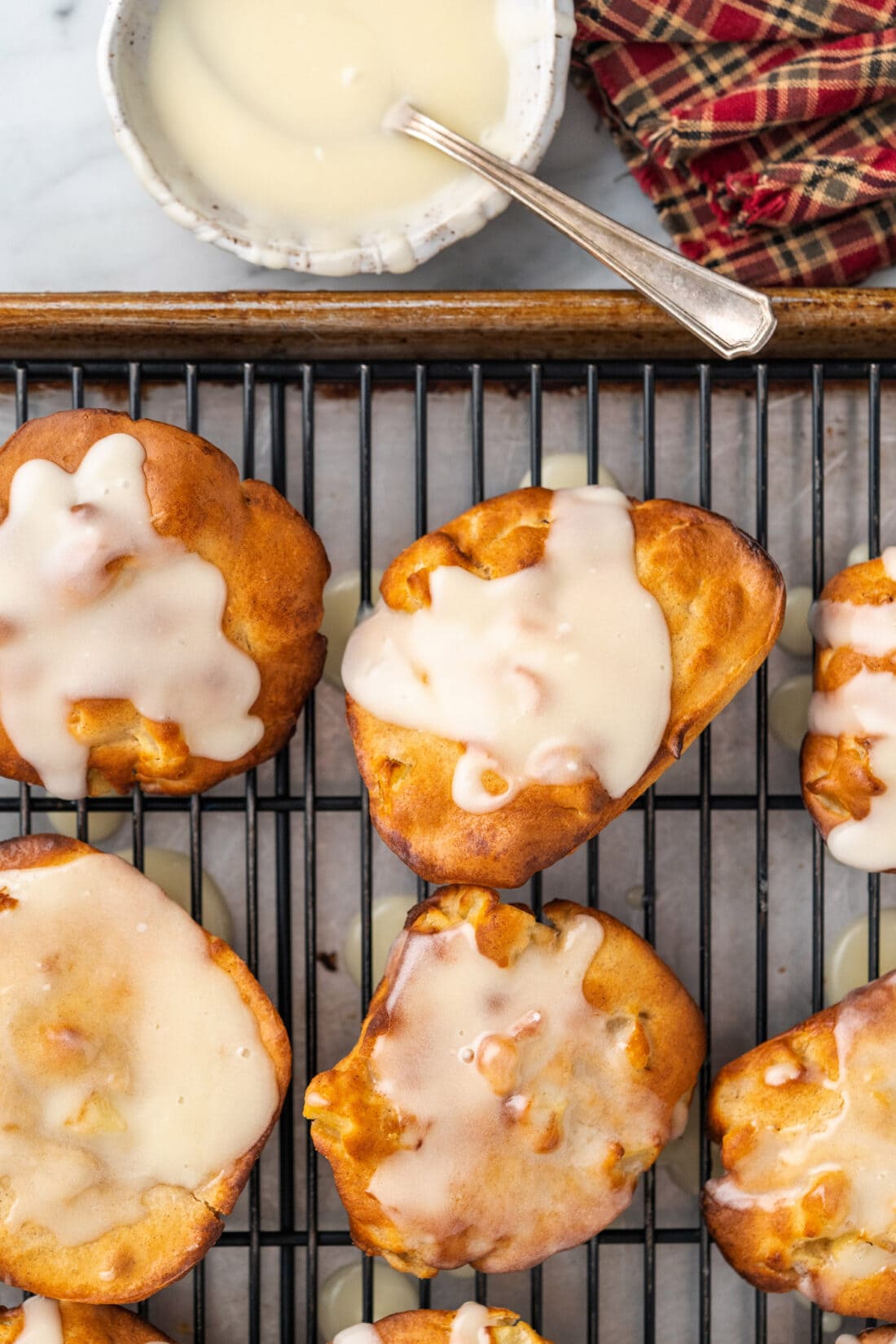 Air Fryer Apple Fritters on wire rack