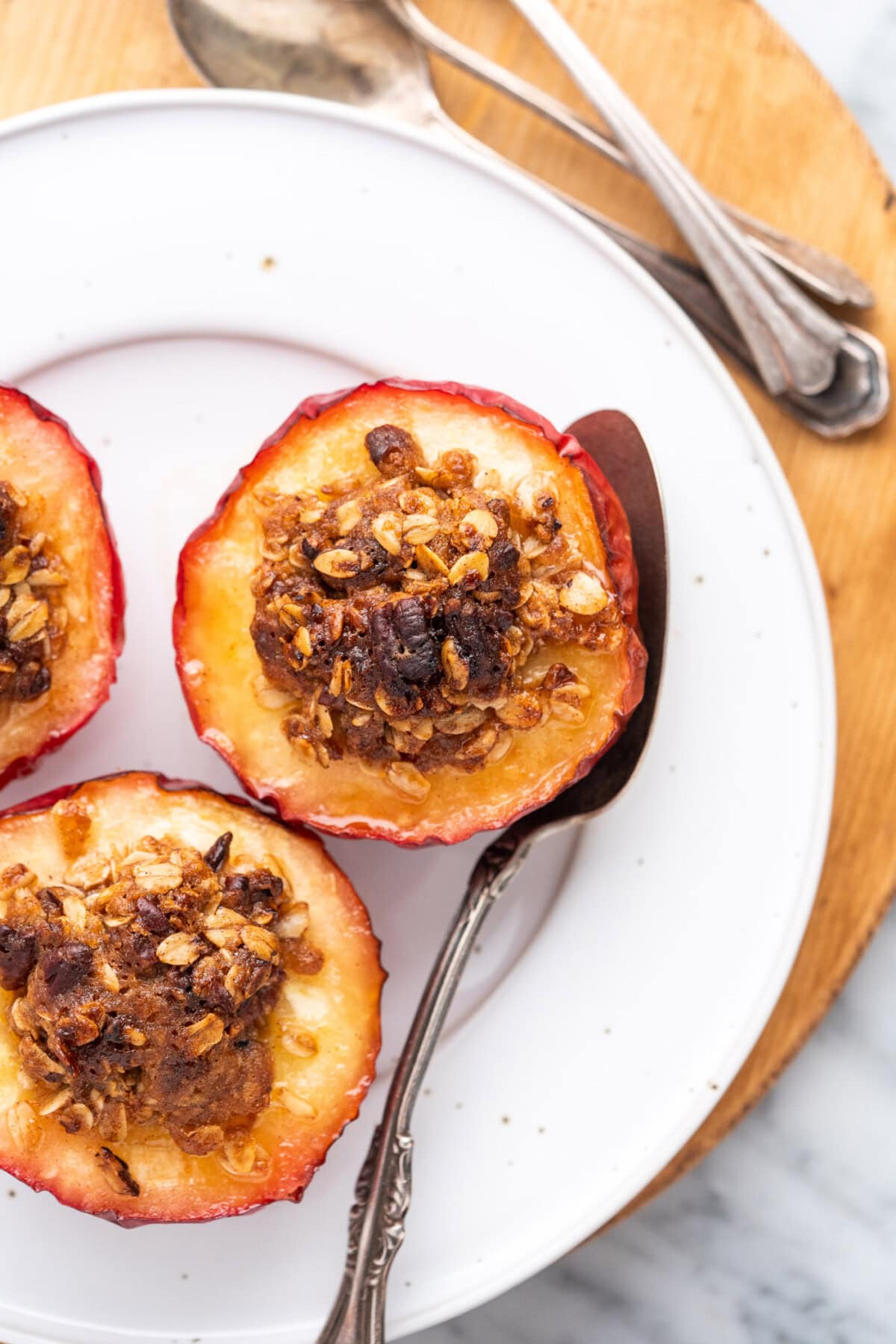 Air Fryer Baked Apples on a white plate