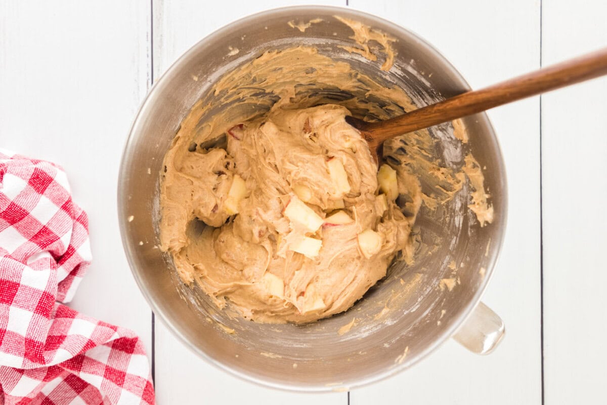 apple bread ingredients in a mixing bowl