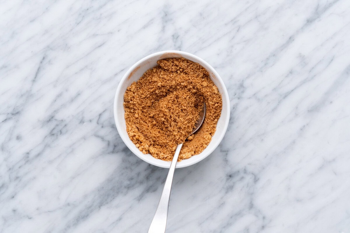 brown sugar, cinnamon, and nutmeg mixed in a bowl