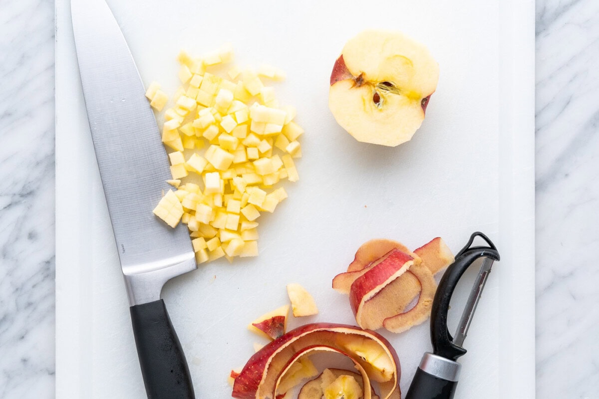 peeled and diced apples