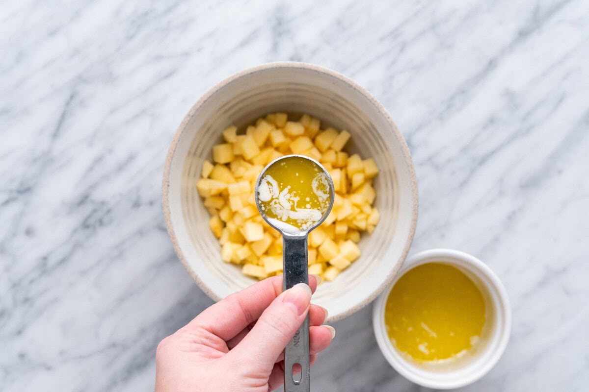 a tablespoon of melted butter over chopped apples