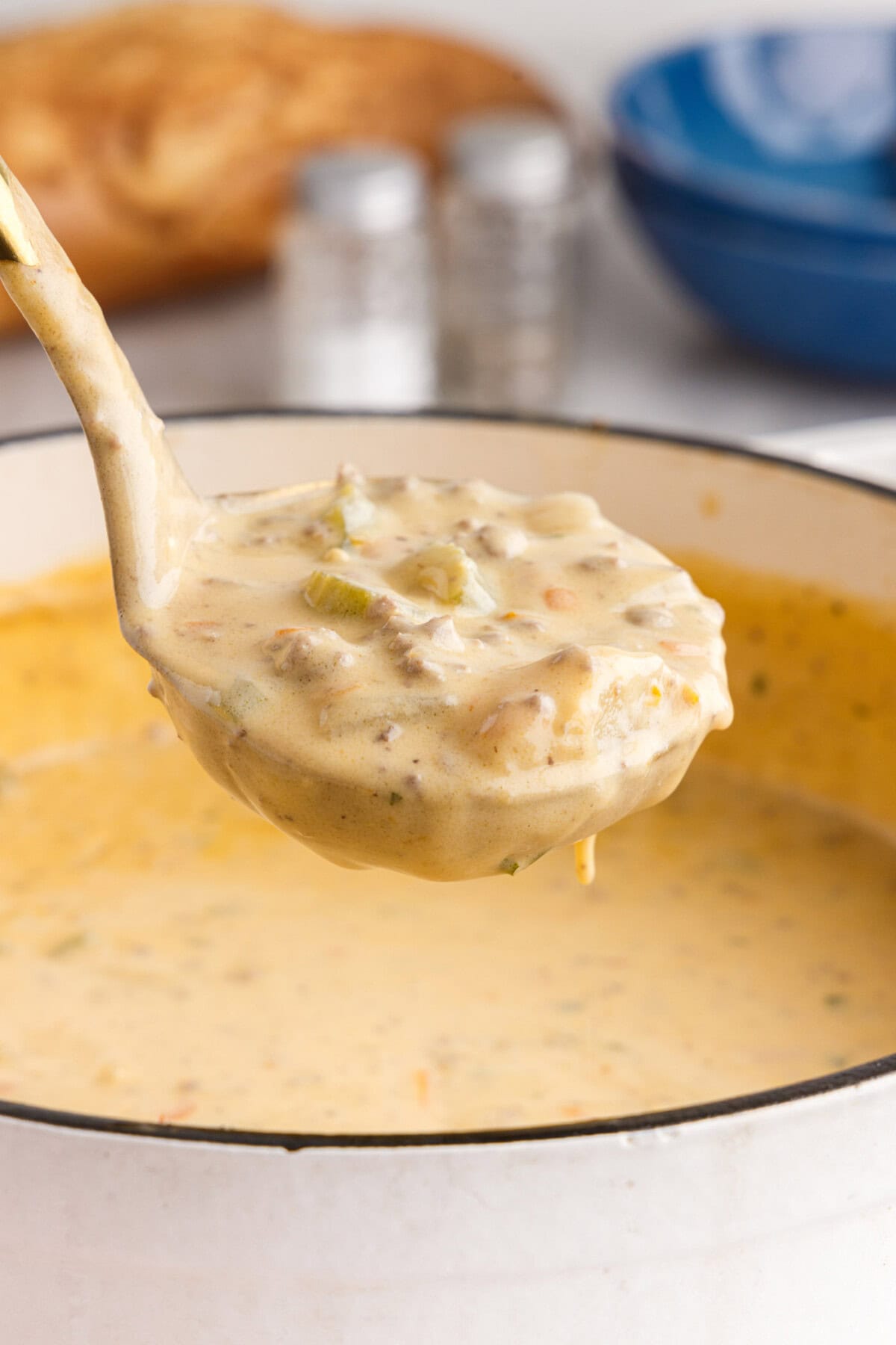 ladle of Cheeseburger Soup