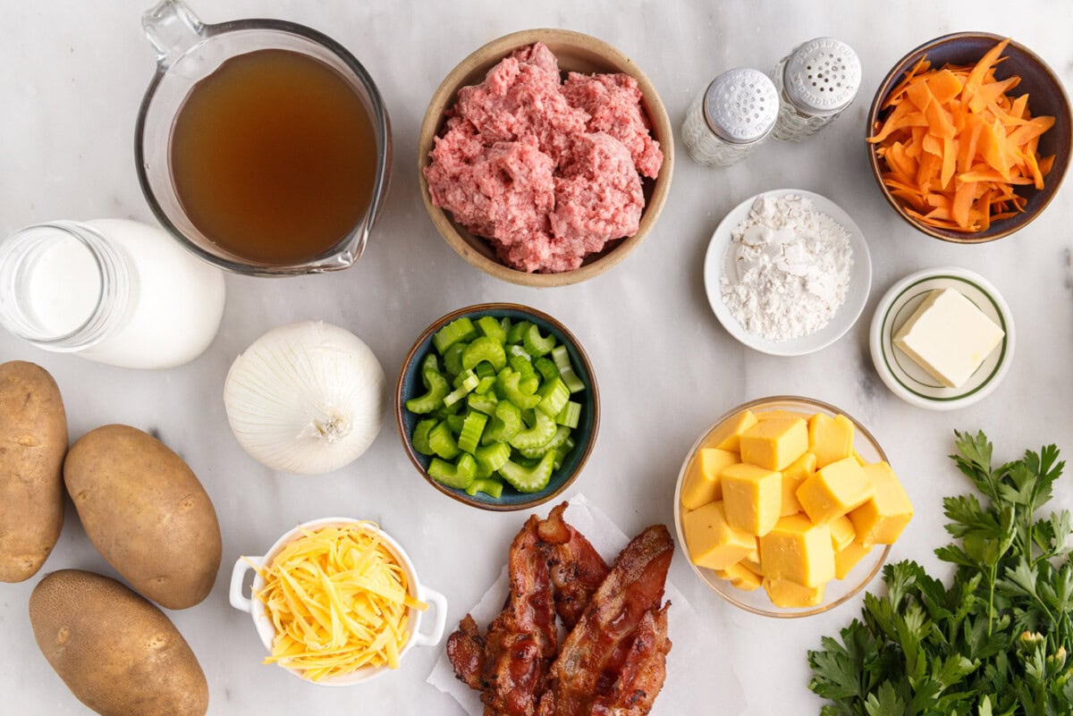 ingredients for Cheeseburger Soup