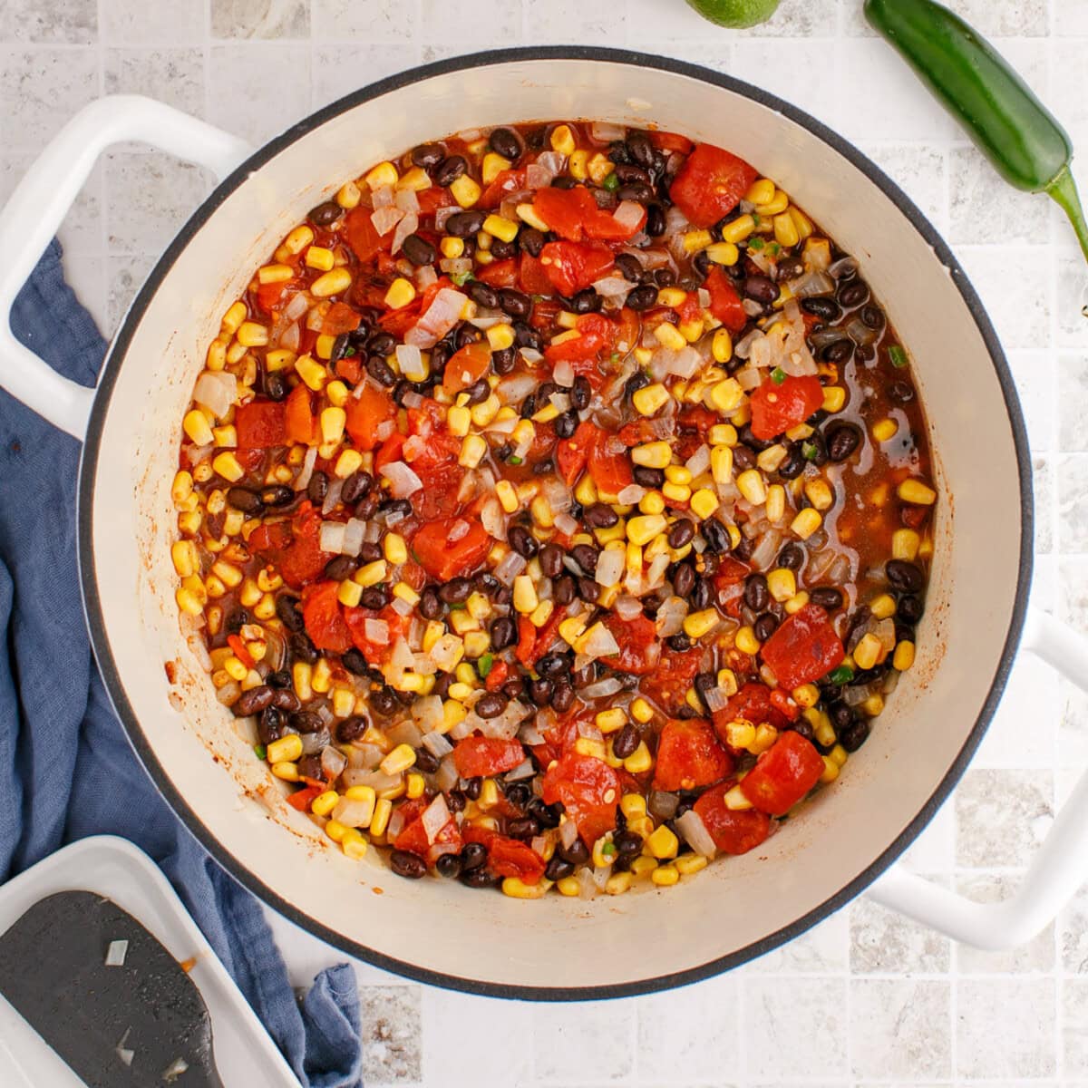 chicken tortilla soup in a pot