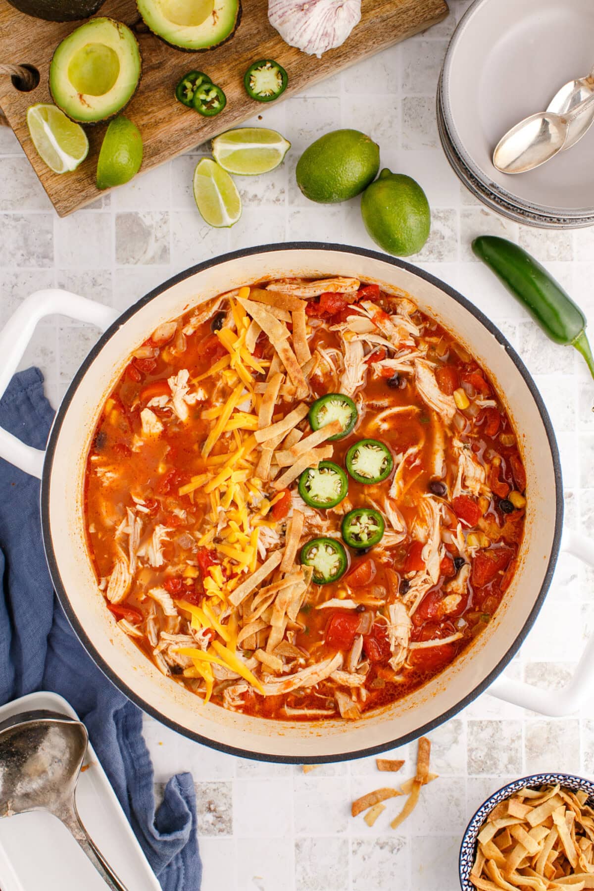 Chicken Tortilla Soup in a pot