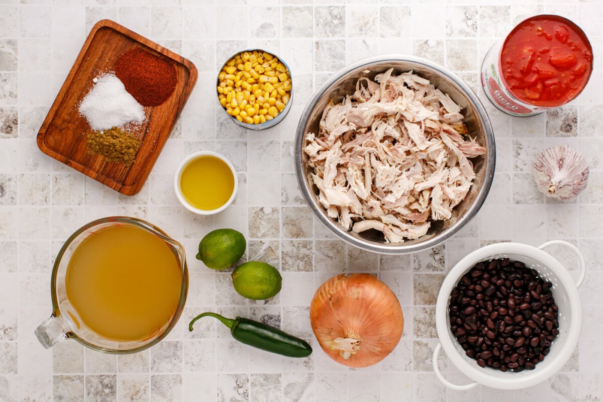 ingredients for Chicken Tortilla Soup