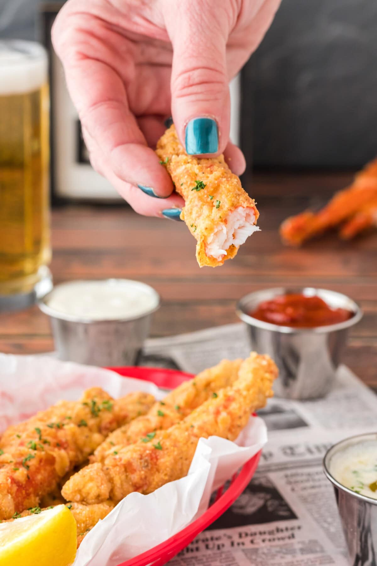 Fried Crab Leg with a bite out